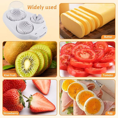 Egg Slicer for Hard Boiled Eggs 3 In 1, 3 Slicing Modes Eggs Dicer, Stainless Steel Egg Cutter, Kitchen Chopper Tool for Egg, Butter, Strawberry, Tomato, Mushroom, and Grape, Dishwasher Safe
