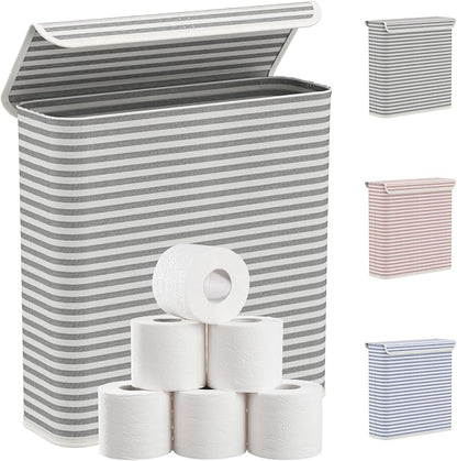 Lifewit 29L Toilet Paper Storage Holder for 12 to 16 Rolls, Foldable Fabric Toilet Paper Basket with Lid, Freestanding Bathroom Tissue Storage and Organization for TP, Towels and Toiletries, Gray