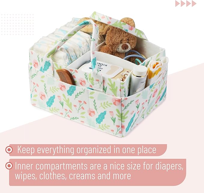 Mr. Pen- Baby Diaper Caddy Organizer, Blooming Palette, Nursery Storage Bin and Car Organizer for Diapers and Baby Wipes