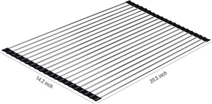 Ahyuan Roll up Dish Drying Rack Over The Sink Kitchen Roll up Sink Drying Rack Portable Dish Drainer Foldable Dish Drying Rack (Black, 20.5''X14'')