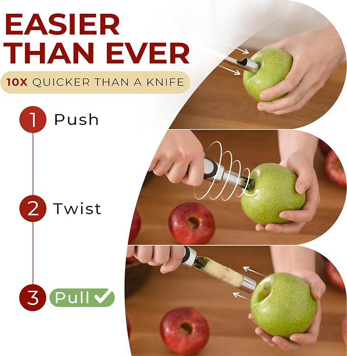 Orblue Premium Apple Corer Tool - Durable Stainless Steel Fruit Core Extractor Tool - Apple Corer Remover, Blue