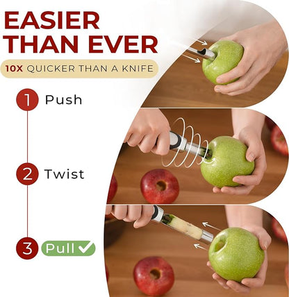 Orblue Premium Apple Corer Tool - Durable Stainless Steel Fruit Core Extractor Tool - Apple Corer Remover, Red