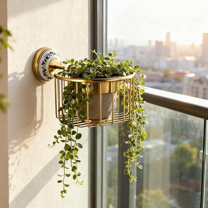 Bathroom Storage, NEWRAIN Wall Mounted Toilet Roll Holder Basket, Antique Brass Toilet Paper Storage Rack, Vintage Bathroom Organizers