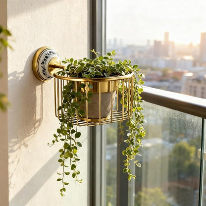 Bathroom Storage, NEWRAIN Wall Mounted Toilet Roll Holder Basket, Antique Brass Toilet Paper Storage Rack, Vintage Bathroom Organizers