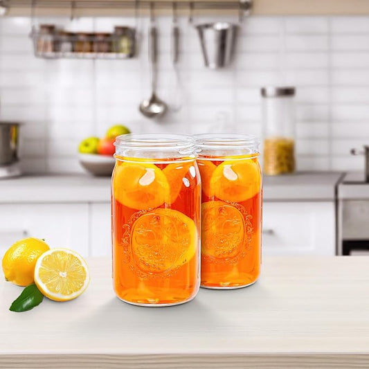 Miuyhji Wide Mouth Mason Jars 32 oz with Lids [9-Pack], Canning Jars with Metal Airtight Lids and Bands, 32 oz Glass Jars for Fermenting, Pickling, Freezing, Preserving, Meal Prep, Jar Décor