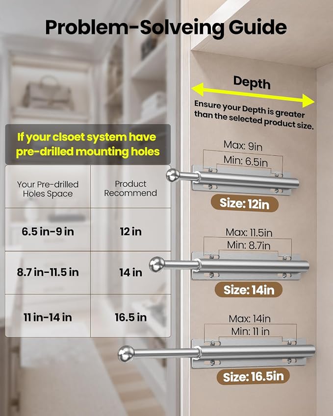 Supforce 2 PACK Valet Rod for Closet Pull Out, Retractable Slide Out Valet Rod Closet Organization, 12" Aluminum Valet Clothing Hanger Rods Perfect for Suits, Freshly Pressed Clothes, Polished Chrome