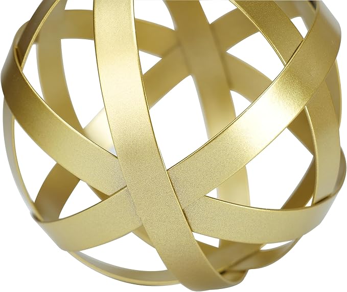 BYHER Gold Decor for Living Room Bedroom Bookshelf Coffee Table, Modern Style Figurine Decorative Ornaments Home Decor for Shelves (4.5" Modern Decorative Ball)