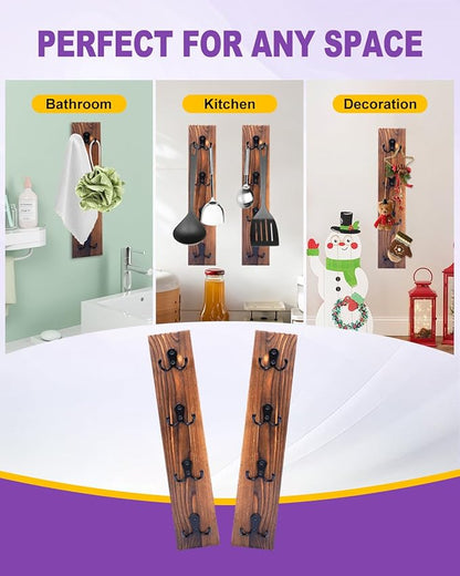 UCEC Vertical Key Holder Wall Mount with Hooks, Space-Saving Wooden Key Holder for Wall, Easy Install Home Organizer for Keys, Wallets, Pet Leashes – Perfect for Living Room Decor, Entry, Garage