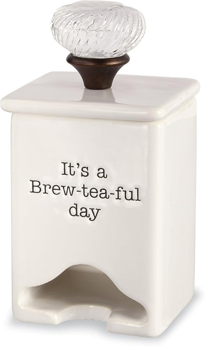 Mud Pie FBA_ Ceramic Tea Bag Caddy, White
