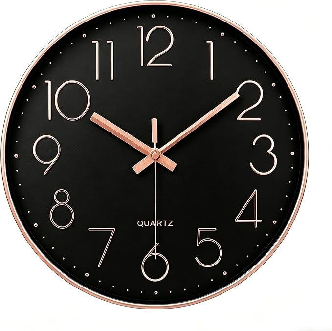 jomparis Rose Gold Wall Clock for Grils Womens Silent Non-Ticking Clock Decorative for Bedroom Office
