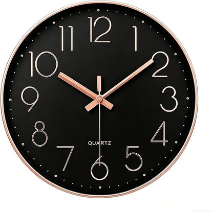 jomparis Rose Gold Wall Clock for Grils Womens Silent Non-Ticking Clock Decorative for Bedroom Office