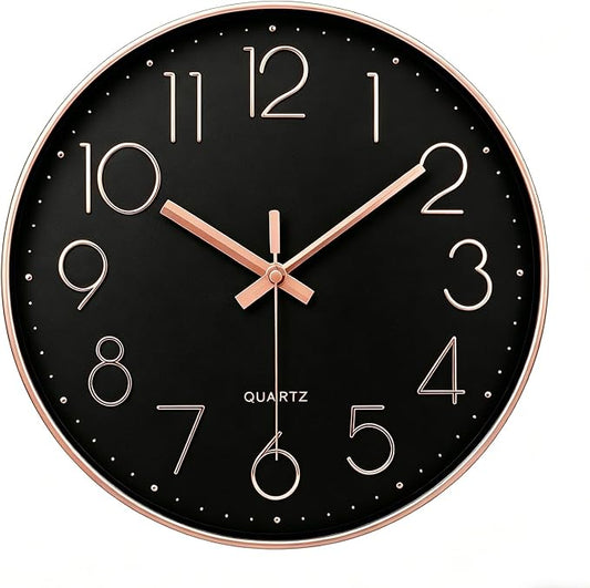 jomparis Rose Gold Wall Clock for Grils Womens Silent Non-Ticking Clock Decorative for Bedroom Office