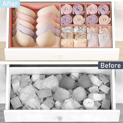 DIMJ Drawer Organizer Clothes - 28 Pack Baby Dresser Organizer for Nursery Closet Organization, Fabric Drawer Organizer Bins for Underwears Socks Bras, Foldable Storage Dividers for Bedroom