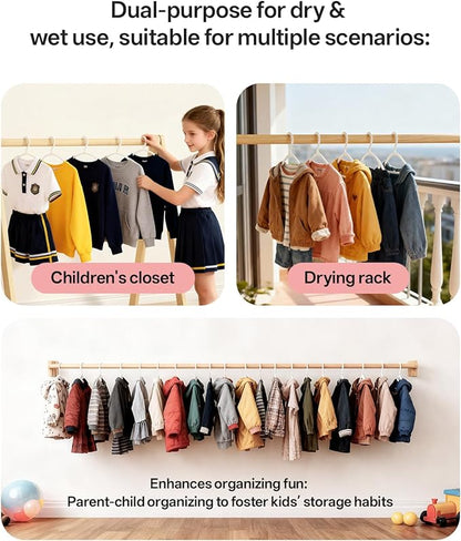 60 Pack Kids Hangers, Non-Slip & Sturdy Coat Hangers, Ultra-Thin Plastic Suit Hangers for 7-12 Years Old, Dry & Wet Dual-Use Multi-Scenario Storage, Holds Up to 11 LB, 14" W, White, UAPY0960W