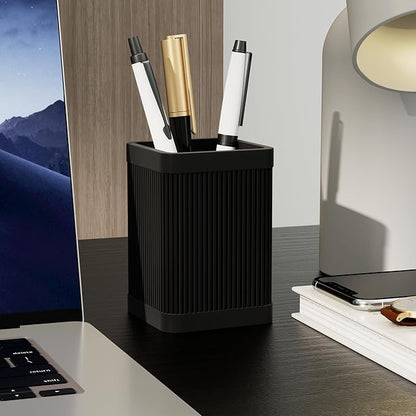 Aesthetic Pen Holder For Desk, Modern Silicone Pencil Holder, Stylish Office Desk Decor, Made of 5 mm Thickened Premium Silicone, Office Desk Organizer And Accessories (Black) | For Desk, Modern