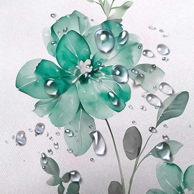 Teal Floral Shower Curtain, Teal Lavender Floral Butterfly Boho Shower Curtains for Bathroom, Farmhous Flower Cute Fabric Shower Curtain Set with 12PCS Hooks, 60X70IN