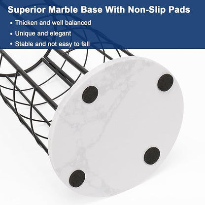 NearMoon Toilet Paper Organizer Stand, Free Standing 3 Rolls Tissue Storage, Metal Bathroom Accessory, Rustproof Toilet Roll Holder for Kitchen Countertop Inside Cabinet Shelf(Marble Base,Matte Black)