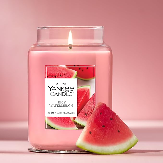 Yankee Candle Juicy Watermelon, Scented Candle, 22oz Large Jar with up to 150 Hour Burn Time, Giftable