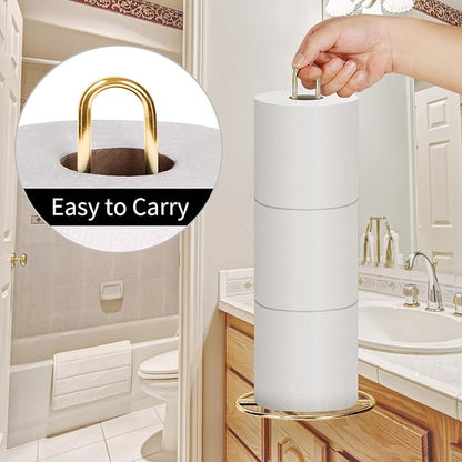 Gold Toilet Paper Holder Stand, OBODING, Freestanding Toilet Paper Holder for Storing 3 Rolls of Toilet Papers (Gold)