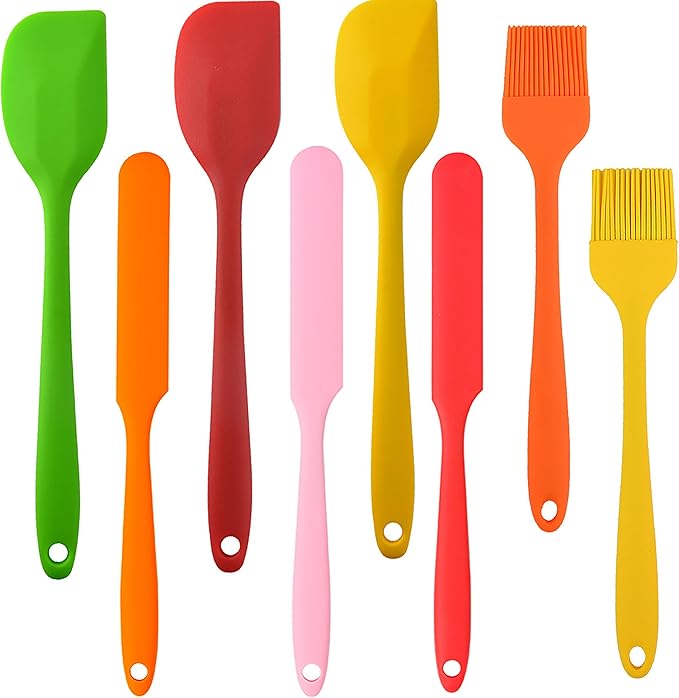 Silicone Spatula Set - 8PCS Heat Resistant Rubber Spatulas for Cooking,Baking,Mixing, Silicone Utensil Sets for Nonstick Cookware,Non-Stick Flexible Baking Cooking Tool BPA-Free