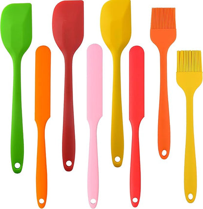 Silicone Spatula Set - 8PCS Heat Resistant Rubber Spatulas for Cooking,Baking,Mixing, Silicone Utensil Sets for Nonstick Cookware,Non-Stick Flexible Baking Cooking Tool BPA-Free