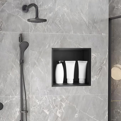 SaniteModar Shower Niche, Stainless Steel Shower Niche 12" X 12" No Tile Needed, Recessed for Bathroom Storage, Matte Black (Matte Black, 12x12)