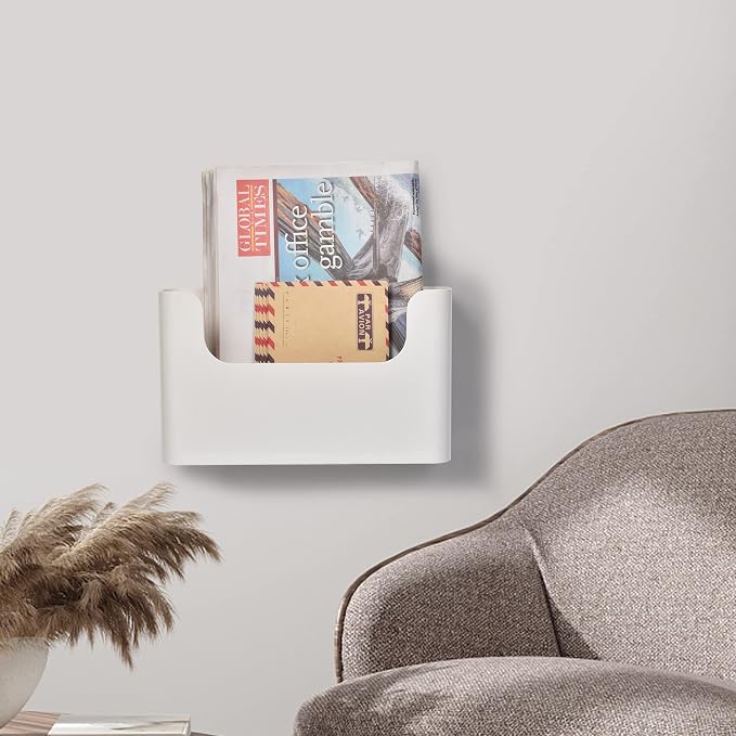 Jomola No Drilling Wall Mount File Holder - Mail Organizer with Adhesive Pad, Off-White (1 Count)
