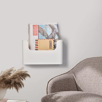 Jomola No Drilling Wall Mount File Holder - Mail Organizer with Adhesive Pad, Off-White (1 Count)