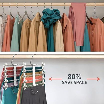 Skirt Hangers Pants Hangers Space Saving with Clips - 2 Pack - Space Saving Metal Closet Organizer for Shorts, Skirts, and Pants - Closet Organizer and Storage for Pants Jeans Skirts Legging