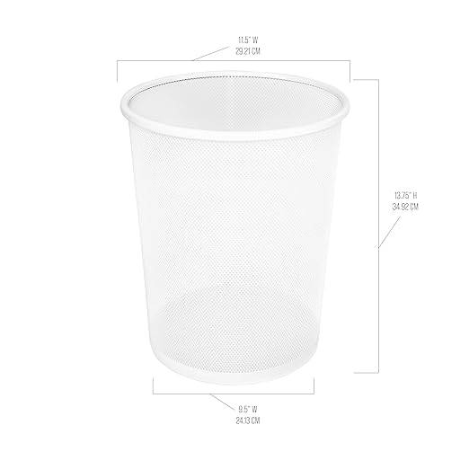 Seville Classics 2-Pack Steel Mesh Round Trashcan Wastebasket for Trash or Recycle in The Home, Office, or Garage, White, 6 Gallon