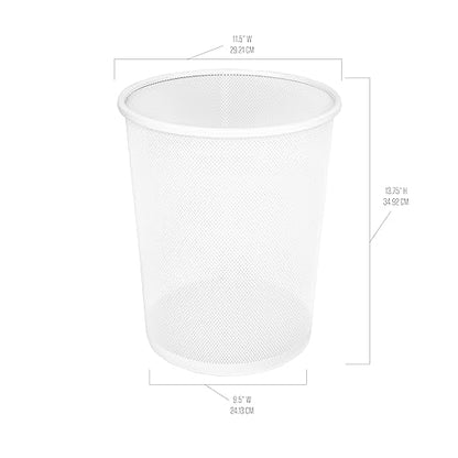 Seville Classics 2-Pack Steel Mesh Round Trashcan Wastebasket for Trash or Recycle in The Home, Office, or Garage, White, 6 Gallon