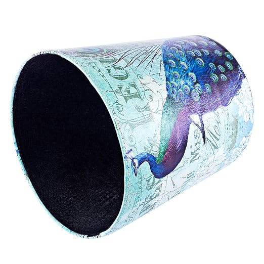 10L Retro Style Kitchen Trash Can Bedroom Trash Bin Wastebasket for Bathroom Office Living Room (Peacock)