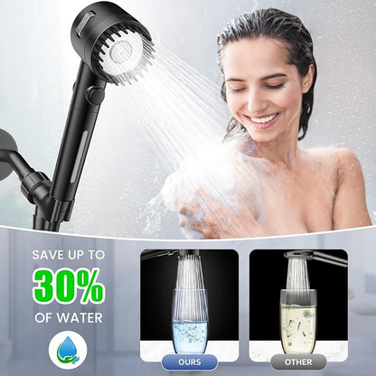 Filtered Shower Head with Handheld, High Pressure 5-Spray Shower Head with Filters for Hard Water, ON/OFF Switch Showerhead for Pets Bath, Shower Heads Filter - Remove Chlorine, Reduce Dry Itchy Skin
