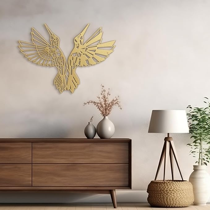 SIGNLEADER Metal Wall Art Decor Birds Dance Modern Abstract Wall Sculpture Hangings Home Decoration for Living Room, Bedroom, Bathroom, Kitchen, Outdoor - 24" Gold