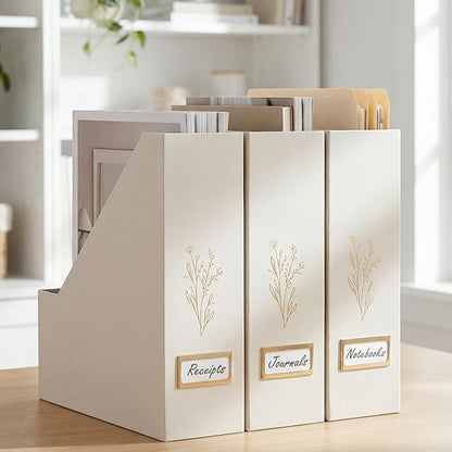 Beautiful Magazine Holder Set of 3 - Sturdy File Holder to Organize Your Desk Or Shelves - The Perfect Office Storage to Effortlessly Organize Your Paperwork/Files, Magazines, Books Or Binders