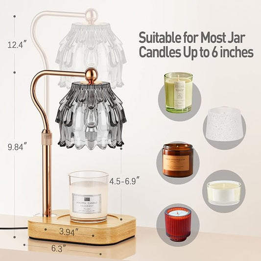 Candle Warmer Lamp with Timer - Flower Design Electric Wax Melting Wax Lamp for Jar Candles, Gift for Women, Mom, Christmas, Birthday,Home Decor
