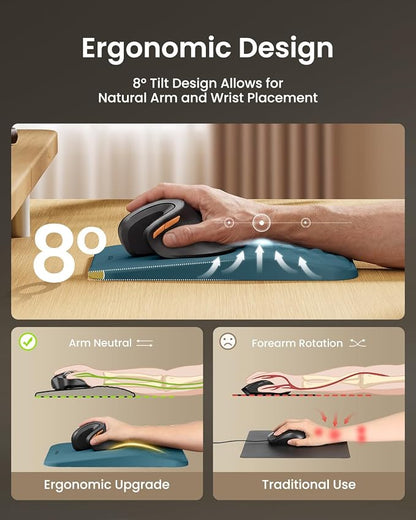 ProtoArc Ergonomic Mouse Pad with Wrist Rest, MP50 Mousepad with Massage Design, Soft Memory Foam and Non-Slip PU Base for Pain Relief, Desk, Home, Office, 12x8 Inches, Blue (Mouse Not Included)