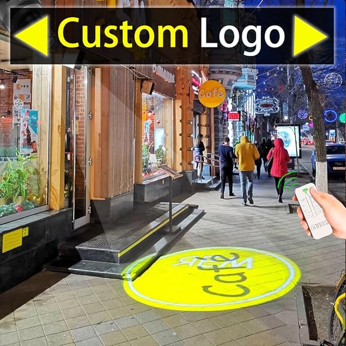 40W Custom GOBO P𝐫𝐨𝐣𝐞𝐜𝐭𝐨𝐫 Led Logo Lights Image for Store Business Outdoor and Indoor I𝐩𝟔𝟕 Waterproof with Remote Control (40, Watts)