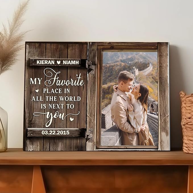 Love Signal Personalized Couple Canvas Wall Art, Custom Photo Print Canvas/Poster/Frame, Valentine's Day, Anniversary, Wedding Gifts for Her Him Boyfriend Girlfriend, Husband Wife Bedroom Decor