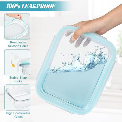 LOVYANXUE 4 Pack [78 oz & 36 oz] Large Glass Food Storage Containers with Lids, Glass Meal Prep Containers Set with Airtight Lids - BPA Free, Ideal for Food Storing/Serving, Microwave/Oven Safe