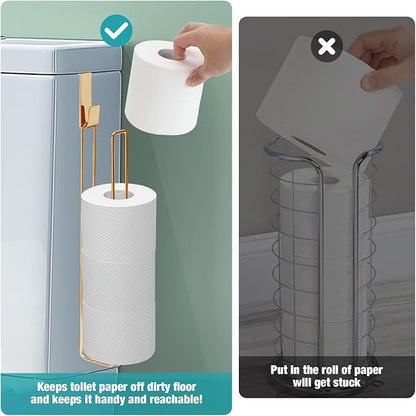 Conworld Toilet Paper Storage Wall Mount, Over The Tank Toilet Tissue Roll Holder Dispenser Reserve for Bathroom Storage and Organization, for 4 Roll Tissue, Gold, 1 Pack