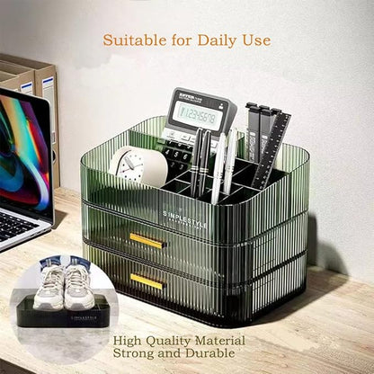 Stackable Makeup Organizer Drawers, Bathroom Vanity Organizers and Storage, Ideal for Desk and Dresser Countertops, Great for Cosmetics, skincare, Lipsticks, Nail Care -Green