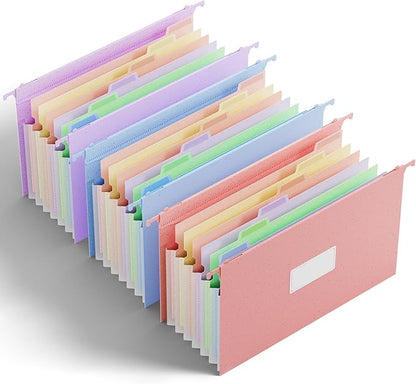 ANSOOK Wheat Straw Expandable Hanging File Folders Legal Size,7 Pockets 1.2" Accordion File Organizer,3 Pack Filing Cabinet Folders with Hooks,Large Capacity File Folder with Tabs,Hang File for Frame