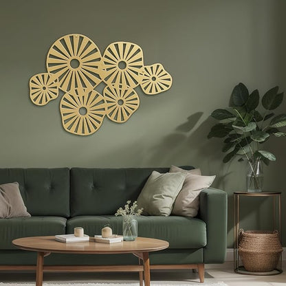 SIGNLEADER Metal Wall Decor Geometric Sunburst Minimalist Modern Abstract Wall Sculpture Hangings Home Decoration for Living Room, Bedroom, Bathroom, Kitchen, Outdoor - 36" Gold