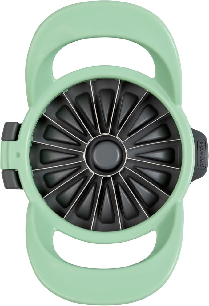 PrepWorks by Progressive Dishwasher Safe 16-Slice Thin Apple Slicer and Corer with Attached Safety Cover (Pistachio)