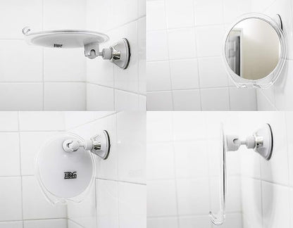 JiBen Fogless Shower Mirror with Power Locking Suction Cup, Built-in Razor Hook and 360 Degree Rotating Adjustable Arm, Personal Fog Free Bathroom Shaving Mirror (Clear)