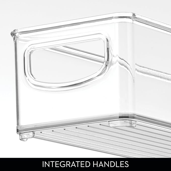 iDesign Slim Clear Plastic Storage Bin, Extra Long Narrow Stackable Organizer for Kitchen and Pantry