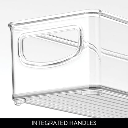 iDesign Slim Clear Plastic Storage Bin, Extra Long Narrow Stackable Organizer for Kitchen and Pantry, 4-Pack