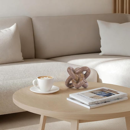 DOVDOV Wood-Toned Knot Sculpture, Triple-Knot Statue, Wood-Toned Home Decor, Ideal for accenting Rustic-Style Coffee Tables, Living Room TV Stands, Dining Tables, and entryway Shelving.