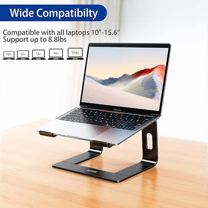 BESIGN LS03 Aluminum Laptop Stand, Ergonomic Detachable Computer Stand, Notebook Riser, Laptop Mount Compatible with Air, Pro, Dell, HP, Lenovo More 10-15.6" Laptops, Black